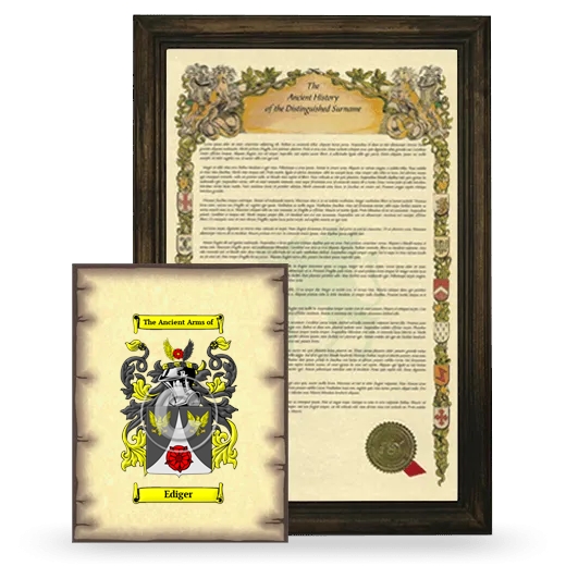 Ediger Framed History and Coat of Arms Print - Brown