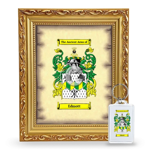 Edmott Framed Coat of Arms and Keychain - Gold