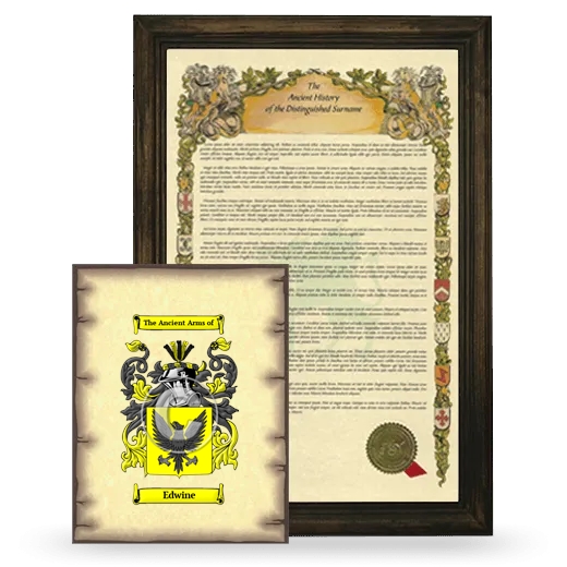 Edwine Framed History and Coat of Arms Print - Brown