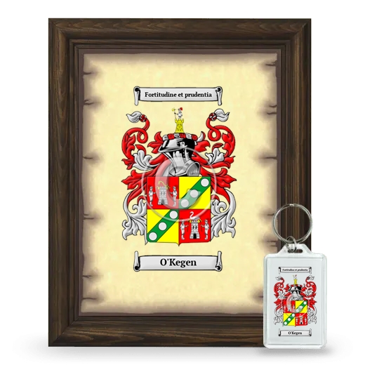 O'Kegen Framed Coat of Arms and Keychain - Brown