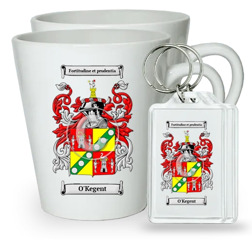 O'Kegent Pair of Latte Mugs and Pair of Keychains