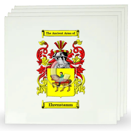 Ehrenstamm Set of Four Large Tiles with Coat of Arms