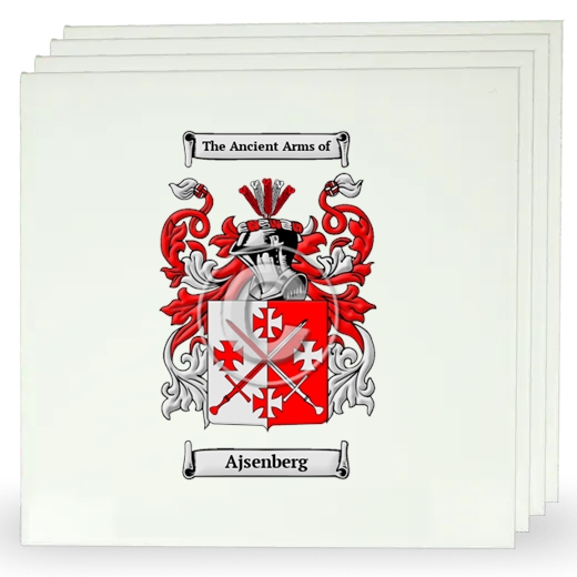 Ajsenberg Set of Four Large Tiles with Coat of Arms