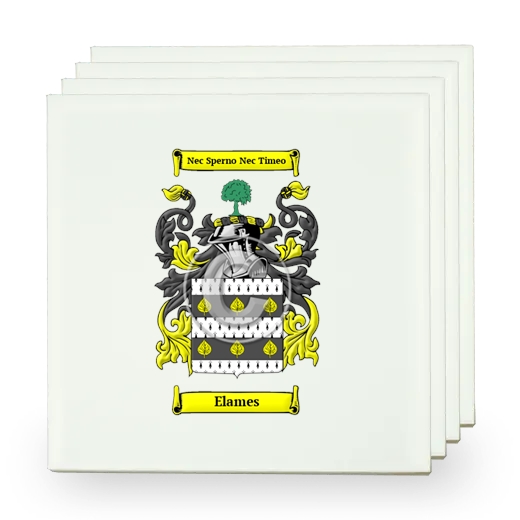 Elames Set of Four Small Tiles with Coat of Arms