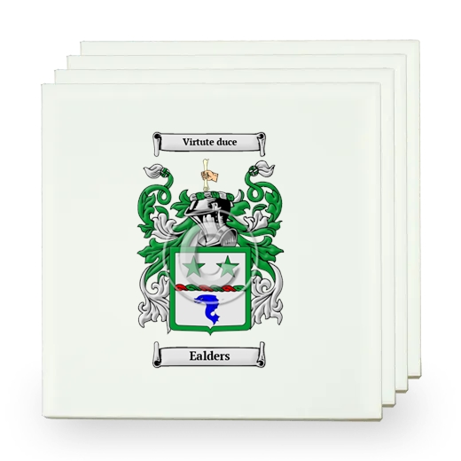 Ealders Set of Four Small Tiles with Coat of Arms