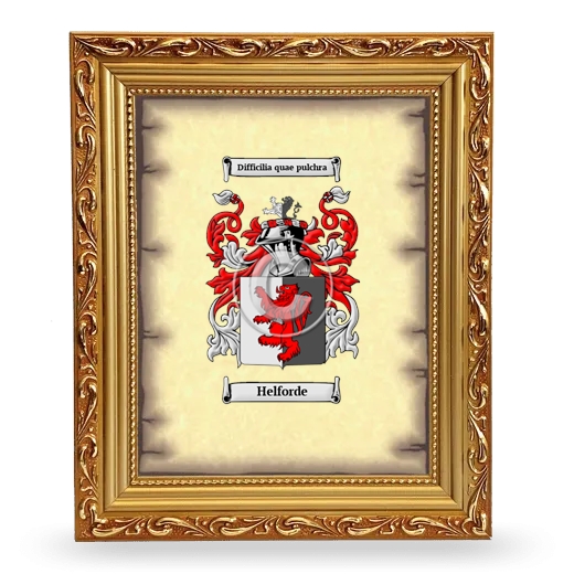 Helforde Coat of Arms Framed - Gold