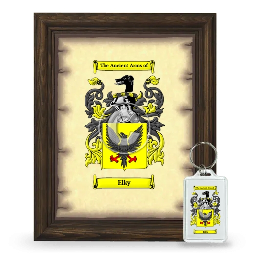 Elky Framed Coat of Arms and Keychain - Brown