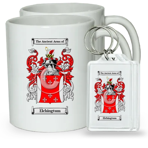 Elchingtum Pair of Coffee Mugs and Pair of Keychains