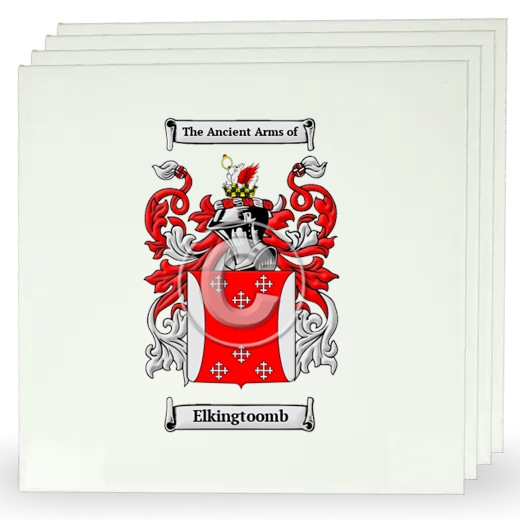 Elkingtoomb Set of Four Large Tiles with Coat of Arms