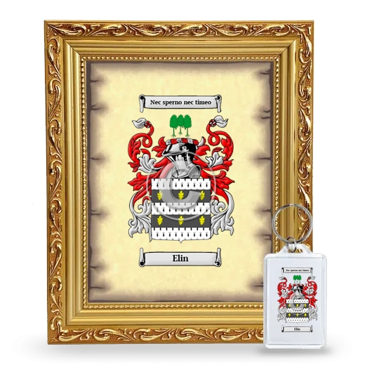 Elin Framed Coat of Arms and Keychain - Gold