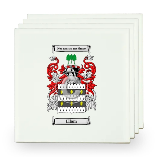 Ellam Set of Four Small Tiles with Coat of Arms