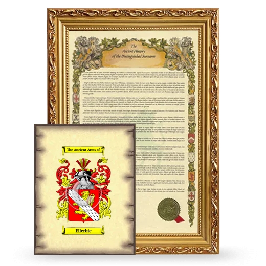 Ellerbie Framed History and Coat of Arms Print - Gold