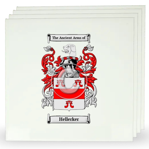 Hellerker Set of Four Large Tiles with Coat of Arms