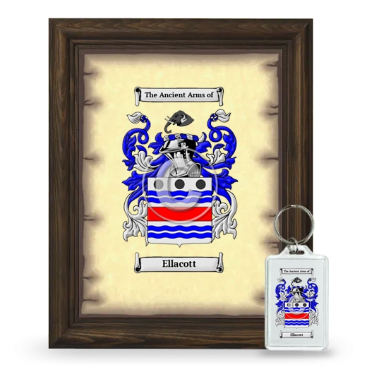 Ellacott Framed Coat of Arms and Keychain - Brown