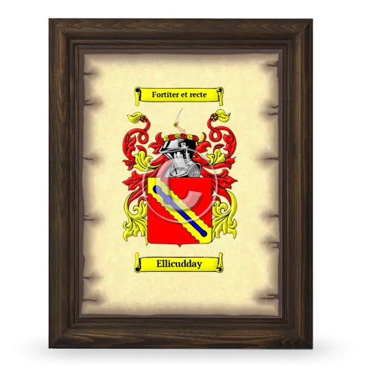 Ellicudday Coat of Arms Framed - Brown