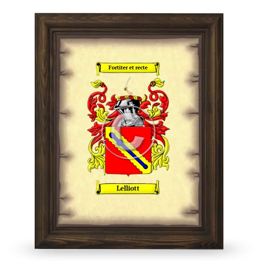 Lelliott Coat of Arms Framed - Brown