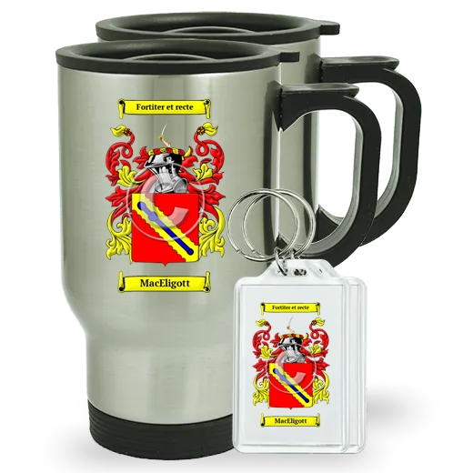 MacEligott Pair of Travel Mugs and pair of Keychains