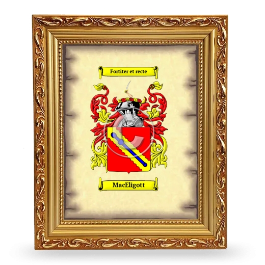 MacEligott Coat of Arms Framed - Gold