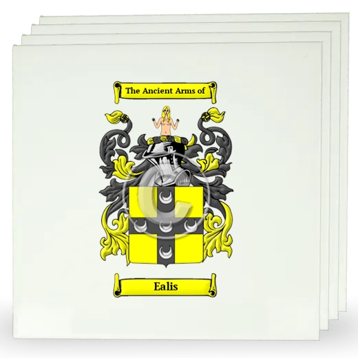 Ealis Set of Four Large Tiles with Coat of Arms