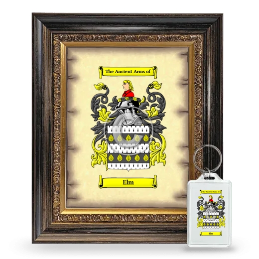 Elm Framed Coat of Arms and Keychain - Heirloom