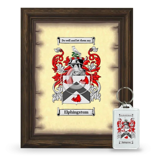 Elphingstum Framed Coat of Arms and Keychain - Brown