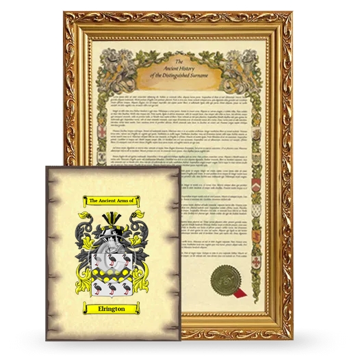 Elrington Framed History and Coat of Arms Print - Gold