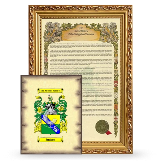 Emison Framed History and Coat of Arms Print - Gold