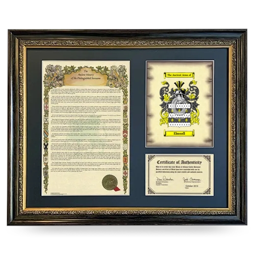 Elmsall Framed Surname History and Coat of Arms- Heirloom