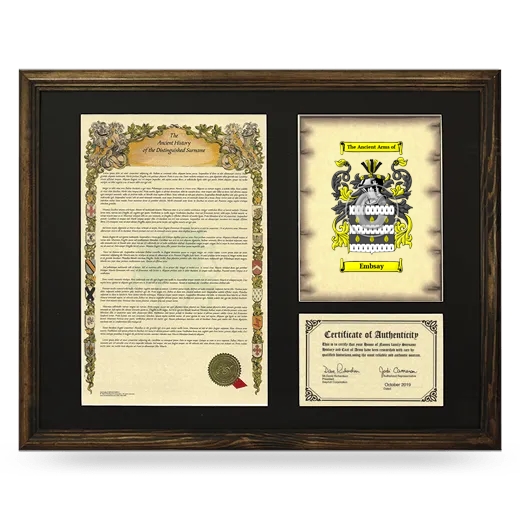 Embsay Framed Surname History and Coat of Arms - Brown