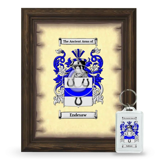 Endesaw Framed Coat of Arms and Keychain - Brown