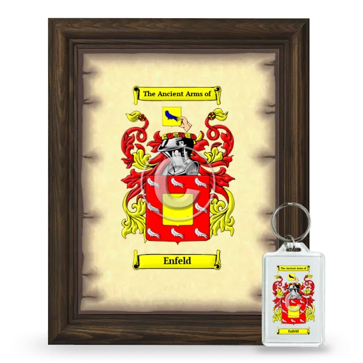 Enfeld Framed Coat of Arms and Keychain - Brown