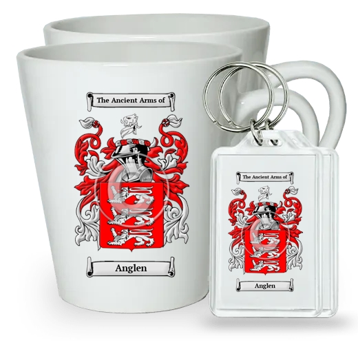 Anglen Pair of Latte Mugs and Pair of Keychains