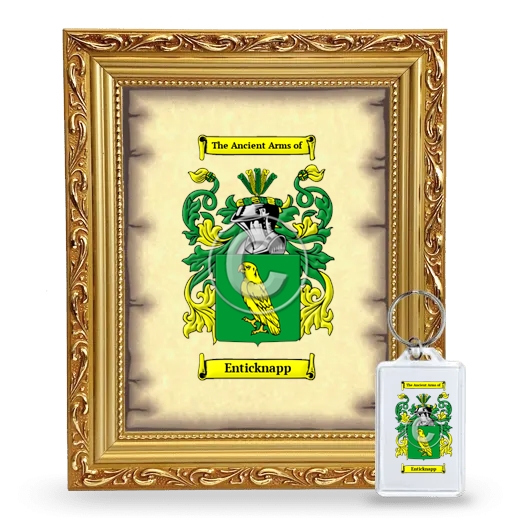 Enticknapp Framed Coat of Arms and Keychain - Gold