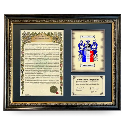 Ergoldsbach Framed Surname History and Coat of Arms- Heirloom