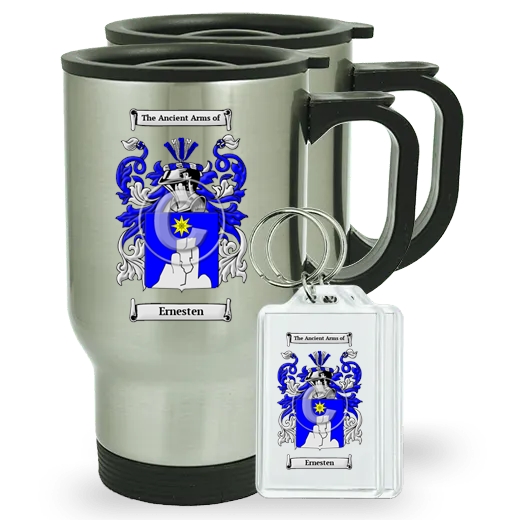 Ernesten Pair of Travel Mugs and pair of Keychains