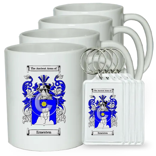 Ernesten Set of 4 Coffee Mugs and Keychains