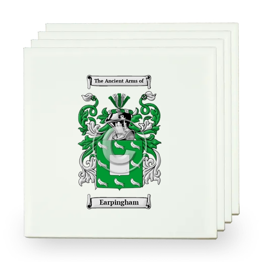 Earpingham Set of Four Small Tiles with Coat of Arms