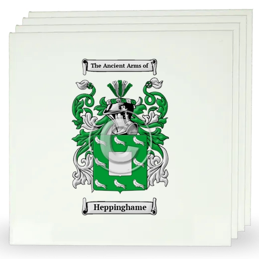 Heppinghame Set of Four Large Tiles with Coat of Arms