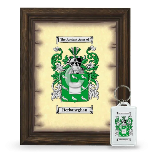 Herbaneghan Framed Coat of Arms and Keychain - Brown