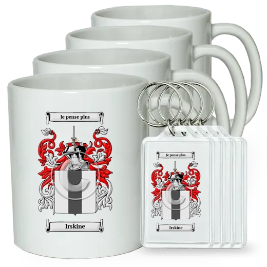 Irskine Set of 4 Coffee Mugs and Keychains