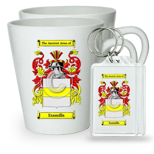 Esamilla Pair of Latte Mugs and Pair of Keychains