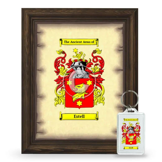 Estell Framed Coat of Arms and Keychain - Brown