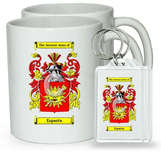 Esparta Pair of Coffee Mugs and Pair of Keychains