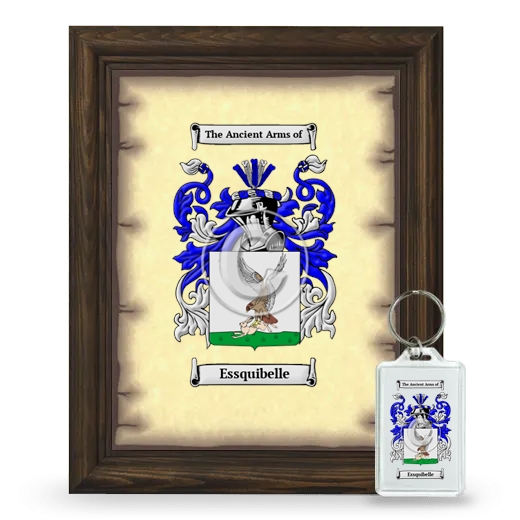 Essquibelle Framed Coat of Arms and Keychain - Brown