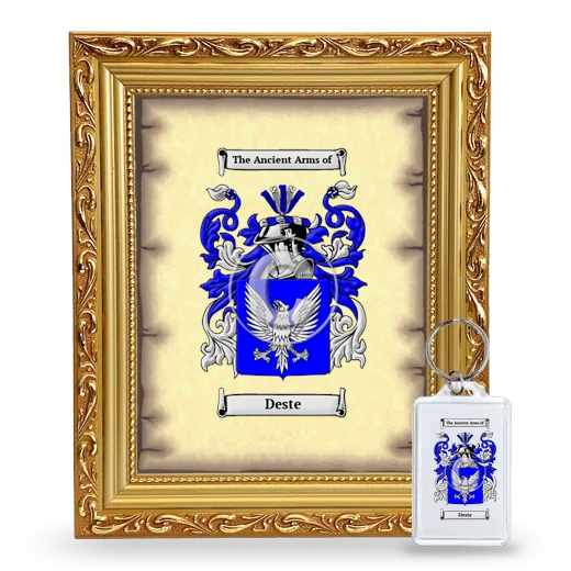Deste Framed Coat of Arms and Keychain - Gold