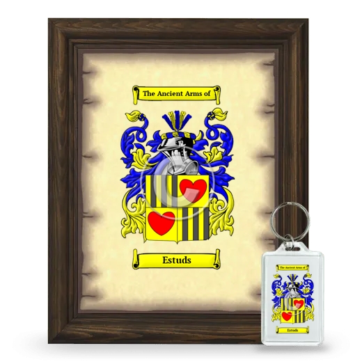 Estuds Framed Coat of Arms and Keychain - Brown