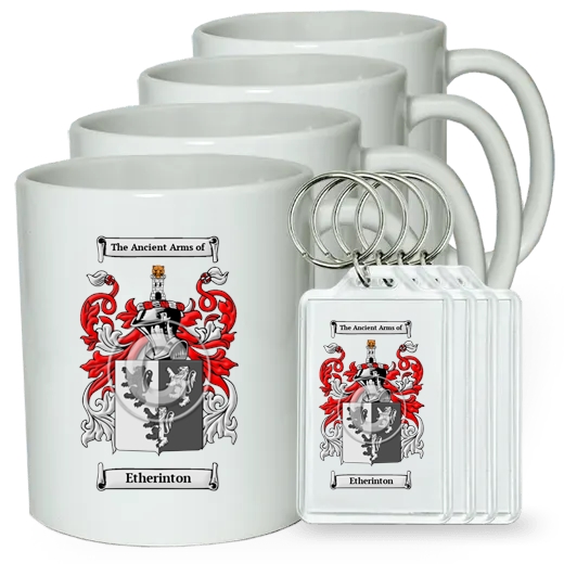 Etherinton Set of 4 Coffee Mugs and Keychains