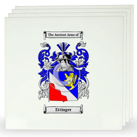 Ettinger Set of Four Large Tiles with Coat of Arms