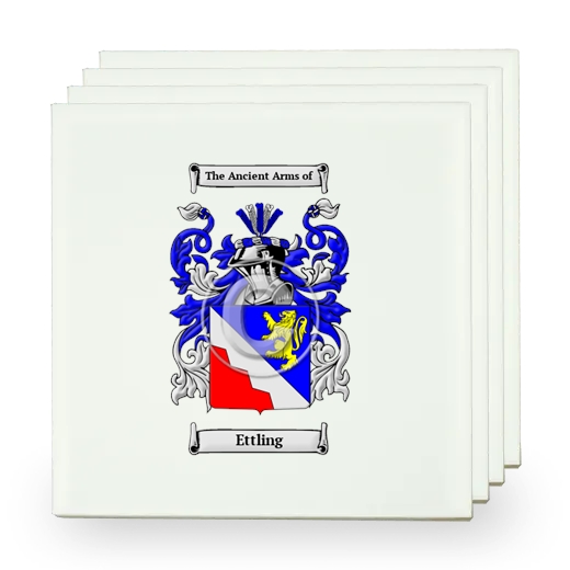 Ettling Set of Four Small Tiles with Coat of Arms