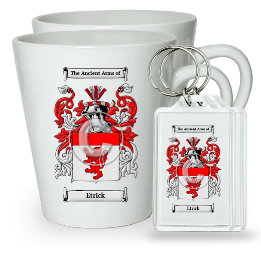 Etrick Pair of Latte Mugs and Pair of Keychains